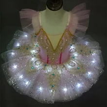 Светодиодный балетный костюм-пачка; светящееся детское балетное платье «Лебединое озеро»; Пышное ФЛУОРЕСЦЕНТНОЕ трико для дня рождения; вечерние танцевальные костюмы-пачки