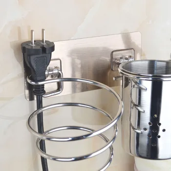 

1Pcs Waterproof Wall Mounted Spiral Stand No Drilling Blower Organizer Hair Dryer Holder Stainless Steel Adhesive For Bathroom