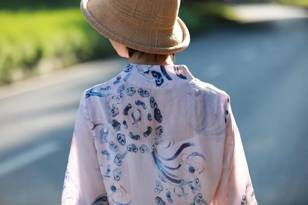 S985. Literature Ramie Stand свинцовое платье для серфинга платье для улучшения Cheongsam