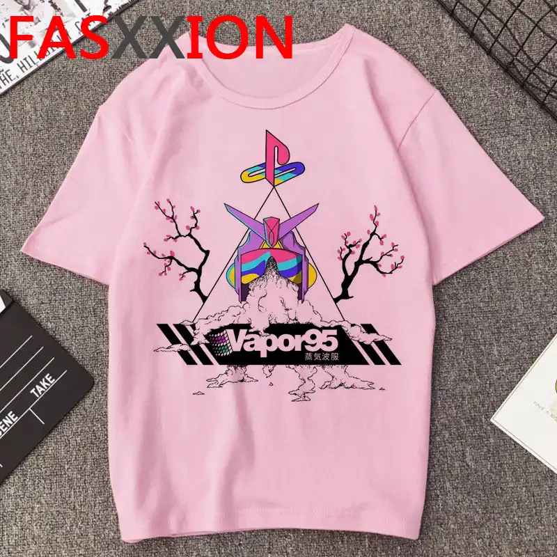 Nova camisa de verão 2020 camisa de t dos homens do kawaii do vaporwave engraçado dos desenhos animados imprimir a great wave unissex oversized superior tshirt masculino