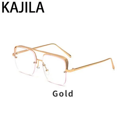 Gold Квадратные очки для чтения, полуоправа, мужские,, прозрачные, оптические очки, женские, lunette de vue homme 8921 - Цвет оправы: Gold