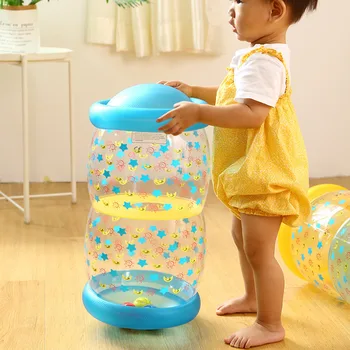 

Newborn Crawling Auxiliary Training Equipment Inflatable Crawling Standing Roller with Bell Ball for 6-36 Month Newborn Toddlers