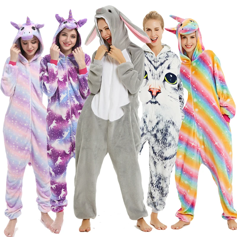 

Kigurumi Rabbit Adult Unicorn Pajamas Animal Sleepwear For Women Men Onesie Anime Cospaly Costumes Winter Pyjamas Suit Overalls