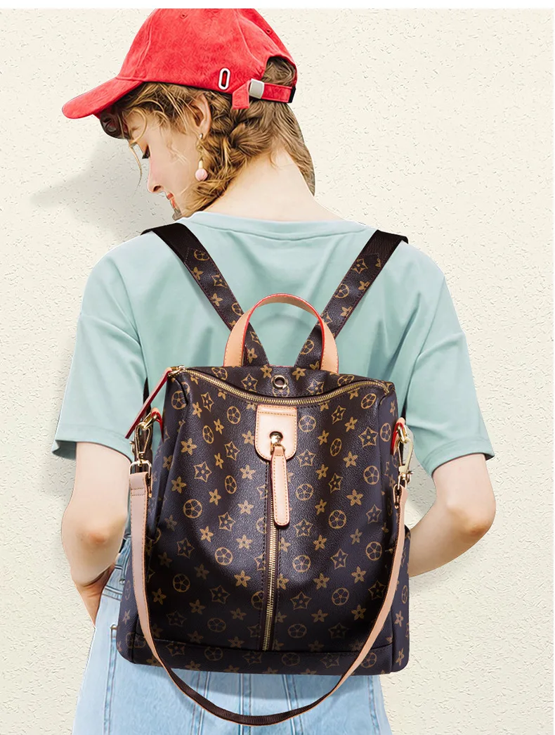 Рюкзак женский рюкзак стиль veritile Модный осенне-зимний с принтом мягкий кожаный рюкзак Повседневная дорожная сумка для девочек