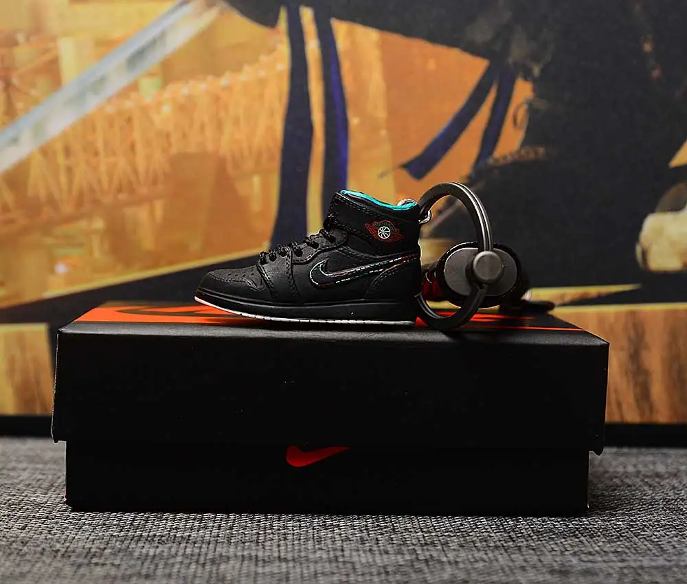 a shoe w rope Дропшиппинг aj1 offwhite Chicago Unc брелок в виде кроссовка Air Jordan 1 3D мини-кроссовки запатентованный спортивный обувной брелок с кроссовком - Цвет: a shoe w rope