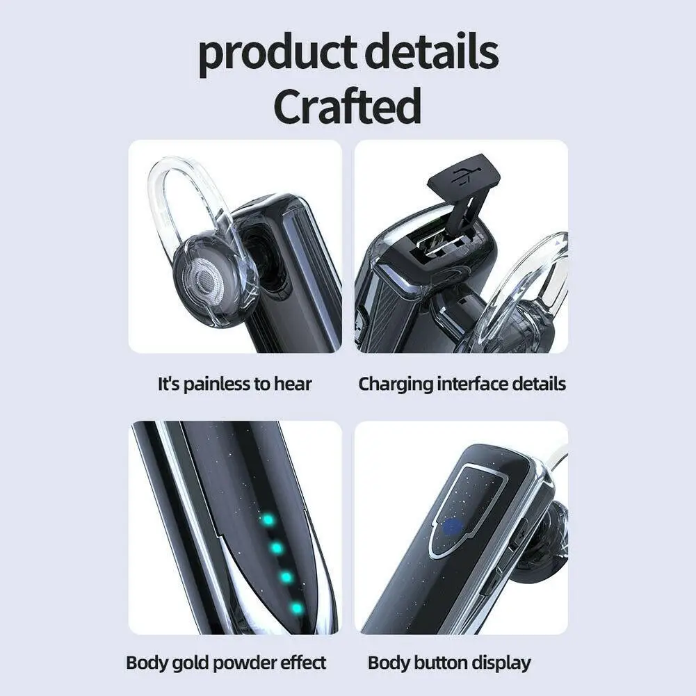 On Ear Bluetooth Wireless Headset HD Stereo Earphones Sport Earbud with Mic Noise Cancelling For Android iPhone Cell Phones