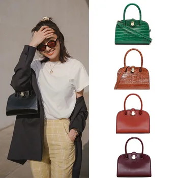 

Fashion Women Handbag 2019 Summer New Mini Shell bag Genuine Leather Simple Crossbody Bag Crocodile shoulder bag