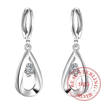 

Korean 925 Sterling Silver Romantic Water-drop Crystal Vintage Long Dangle Earrings For Women 2020 Engagement Wedding Jewelry