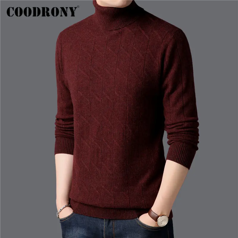 COODRONY Brand Sweater Men Thick Warm Winter Turtleneck Sweaters 100% Merino Wool Pullover Men Knitted Cashmere Pull Homme 93031 COODRONY Brand Sweater Men Thick Warm Winter Turtleneck Sweaters 100% Merino Wool Pullover Men Knitted Cashmere Pull Homme 93031