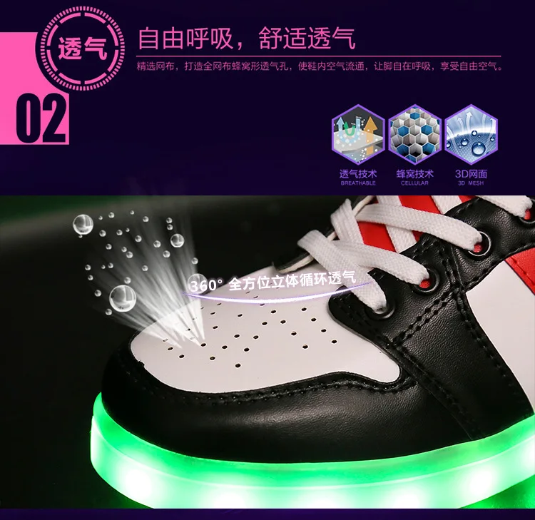 Большой размер, детский светодиодный обувь для мальчиков, светящиеся люминесцентные кроссовки для женщин и мужчин, ботинки со светодиодами со светящимися подошвами