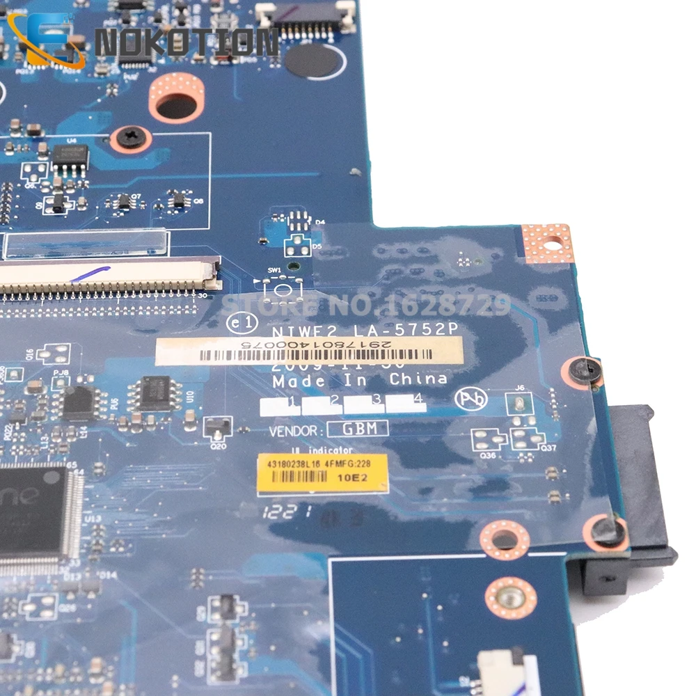 NOKOTION NIWE2 LA-5752P основная плата для lenovo Ideapad G560 материнская плата для ноутбука GT310M Графика Бесплатная Процессор DDR3 Без HDMI Порты и разъёмы
