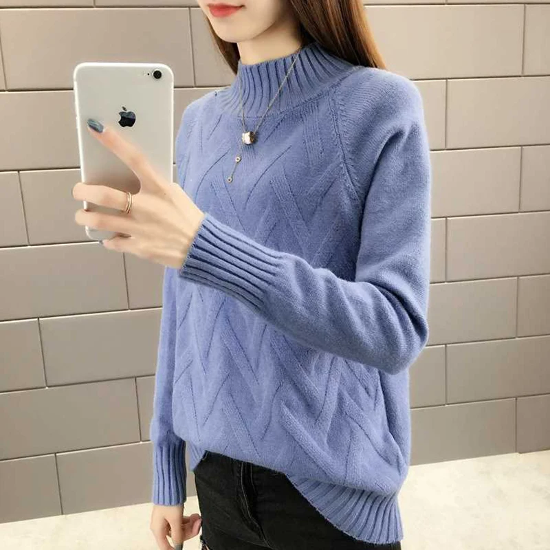 TIGENA Fall Winter Pullover Sweater Women Long Sleeve Turtleneck Sweater Female Korean Yellow Blue Green Warm Jumper Women