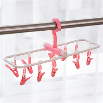 

Multifunction Windproof Plastic Clothes Hanger with Clips Anti-slip Socks Bra Hanger Home Organizer Clothes Drying Rack