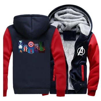 

marvel printing hooded hoodie fleece thickening sweatshirt Men solid color raglan trend 2019 autumn winter casual zipper jackets