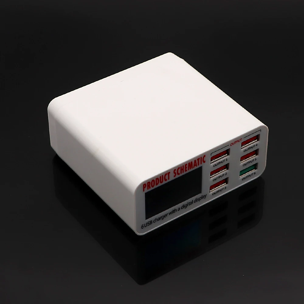 PHONEFIX 6 USB порт быстрая зарядная станция с цифровым дисплеем Универсальный 5 В выход для iPhone iPad быстрое зарядное устройство адаптер