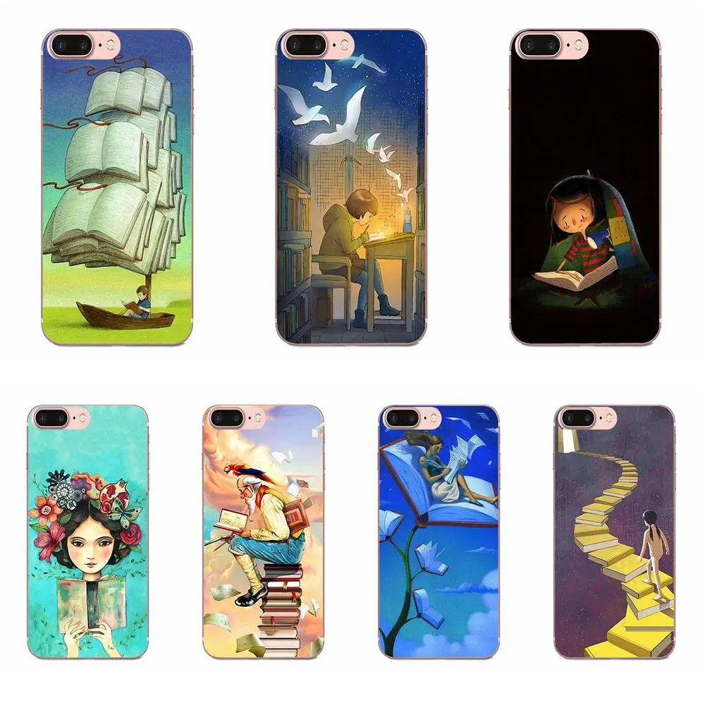 Reading Books Transparent Soft Cases Covers For Galaxy Grand A3 A5 A7 A8 A9 A9S On5 On7 Plus Pro Star 2015 2016 2017 2018 | Мобильные