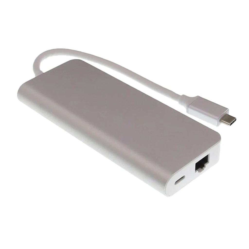 8in1 адаптер хаб, USB C 3,1 до 3,5 мм аудио, 4K HDMI, 1000M RJ45, USB 3,0*2, кардридер и зарядный порт type-C PD