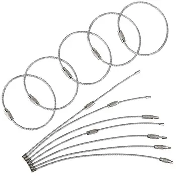 

25 Pack Wire Keychain Cable 6 inch Stainless Steel Key Ring Loop for Outdoor Hiking