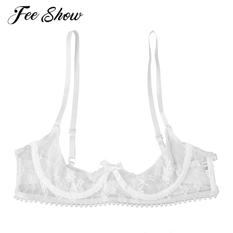 Sujetador blanco ahuecado de copa abierta para mujer, Bralette de