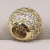 925 Sterling Silver Metal Bead Zirconia Sparkling Gold Charm fit Original Pandora charms Silver 925 Bracelet DIY Women Jewelry ► Photo 3/6