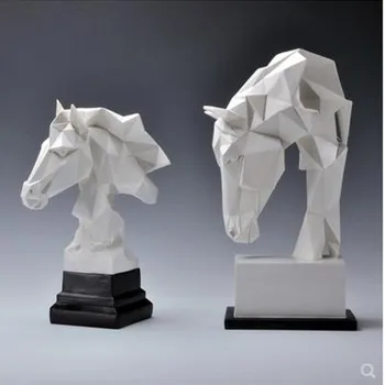 

Nordic style geometric white horse head crafts decoration, home office restaurant bar table decoration gifts,