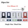 10pcs/lot Dual Single SIM Card Tray Holder For iPhone 12 SIM Card Slot Reader Socket Adapter With Waterproof Rubber Ring