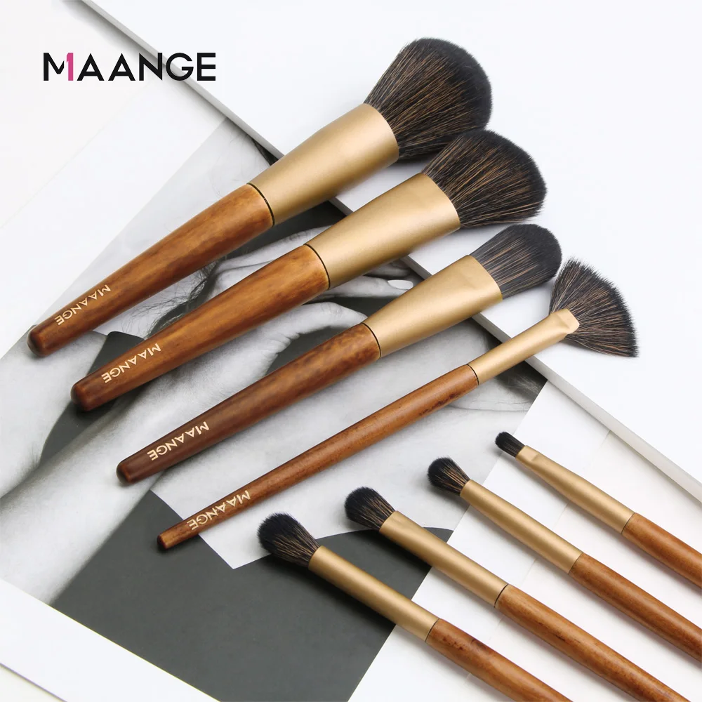 MAANGE 7 Pcs Makeup Brushes Set Professional Foundation Powder Eyeshadow Blush Blending Brush Wood Handle Cute Make Up Tools New | Красота и