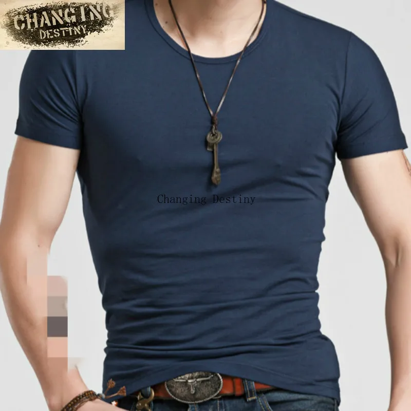 

Summer New Men's Solid Color Fashion Comfortable Short-sleeved T-shirt Purified Fertilizer Increase Young Men's Short Sleeves