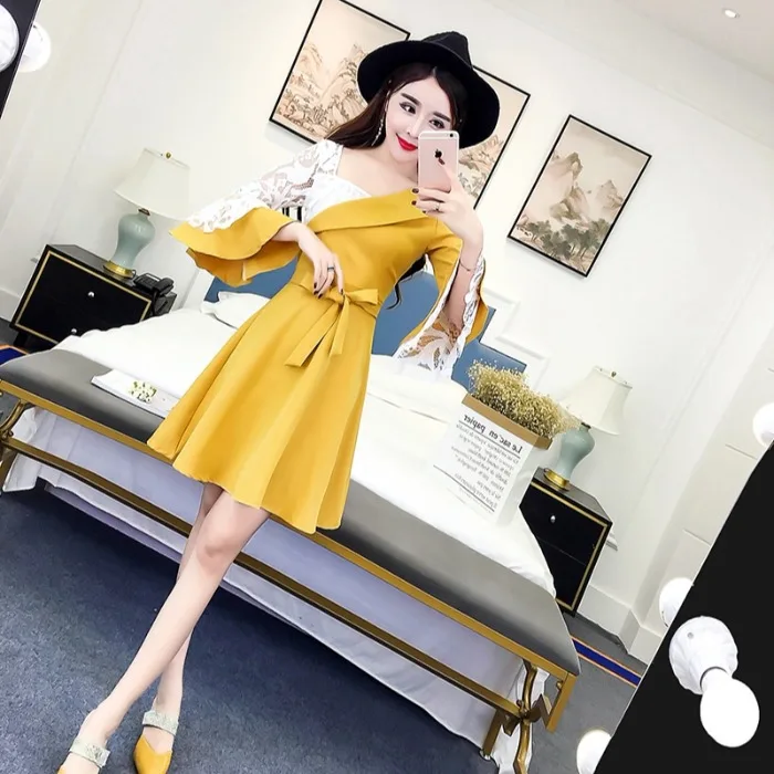 

Very Fairy of France Non-mainstream Dress Summer 2019 Popular New Style Elegant Lace Waist Hugging White Fairy Skirt