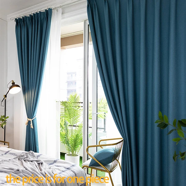 YCENTRE 80%, Затемненные занавески для гостиной, плотные занавески из искусственного льна, занавески для спальни Rideaux, на окно, индивидуальные, Cortina - Цвет: Lake Blue