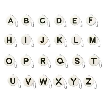 

1pcs Captial Letters Bag Parts&Accessories Black Alphabet White Round PVC Charm Ball Chain DIY Keychain Bag Straps Kids Gift