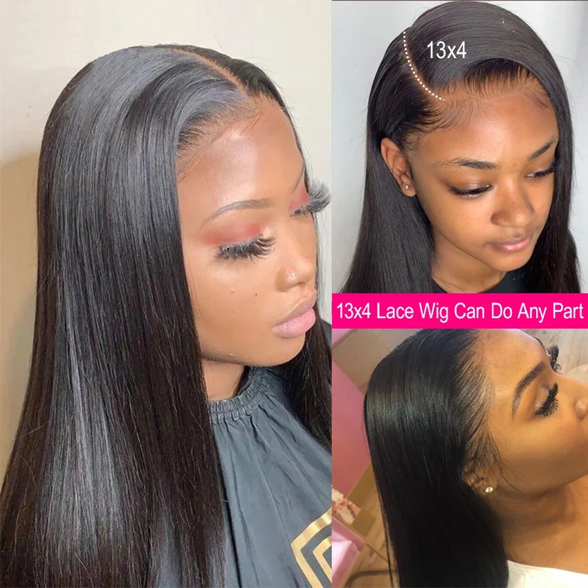 360 Glueless Frontal 13x6 13x4 Lace Front Human Hair Wig Transparent Brazilian Virgin 30 Inch Straight Pre Plucked 4x4 Closure