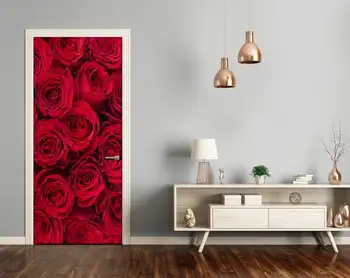 

3D Step Door Sticker New Decals Mural DIY Red Roses Flowers Selfadhesive Waterproof Wallpaper Poster Renovation For Home Decor