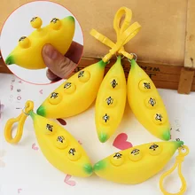 

Squeeze Toys Banana Eyes Pop Out Keychains Sensory Fidget Reliver Stress Decompression Toy for Kids Adults Funny Slow Gift