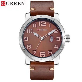

CURREN8254 New Hot Fashion Brand Leather Strap Quartz-Watches Sport Men's Wristwatch Calendar Casual Business Male Clock Hodinky