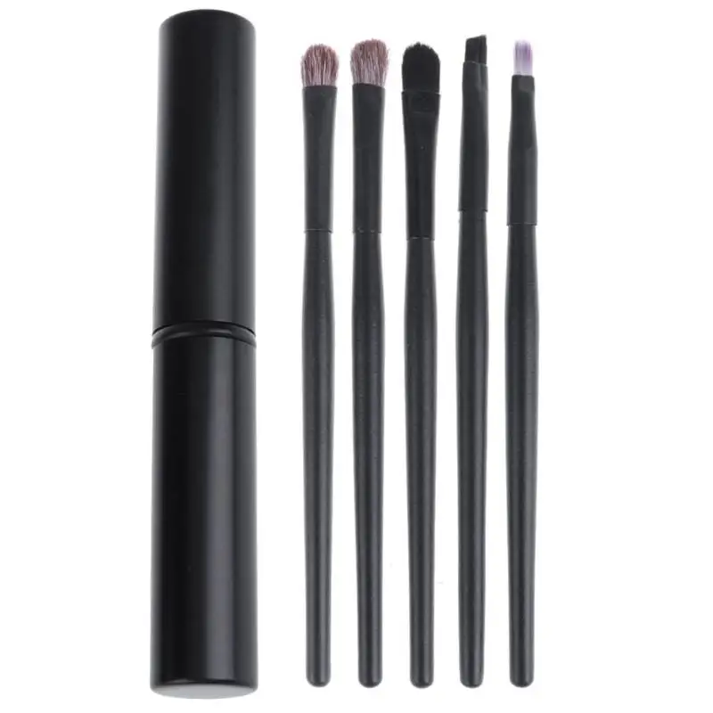 5pcs Black Профессиональный набор кистей для макияжа 15 шт., пудра, основа для теней, кисти для макияжа, косметика, мягкие синтетические волосы, набор инструментов для красоты - Handle Color: 5pcs Black