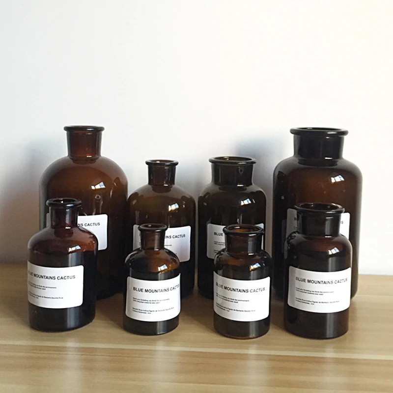 Nordic Style Retro Transparent Brown Glass Bottle Bedroom Vase Desktop Photography Accessories Studio Photo Backdrop Ornamen