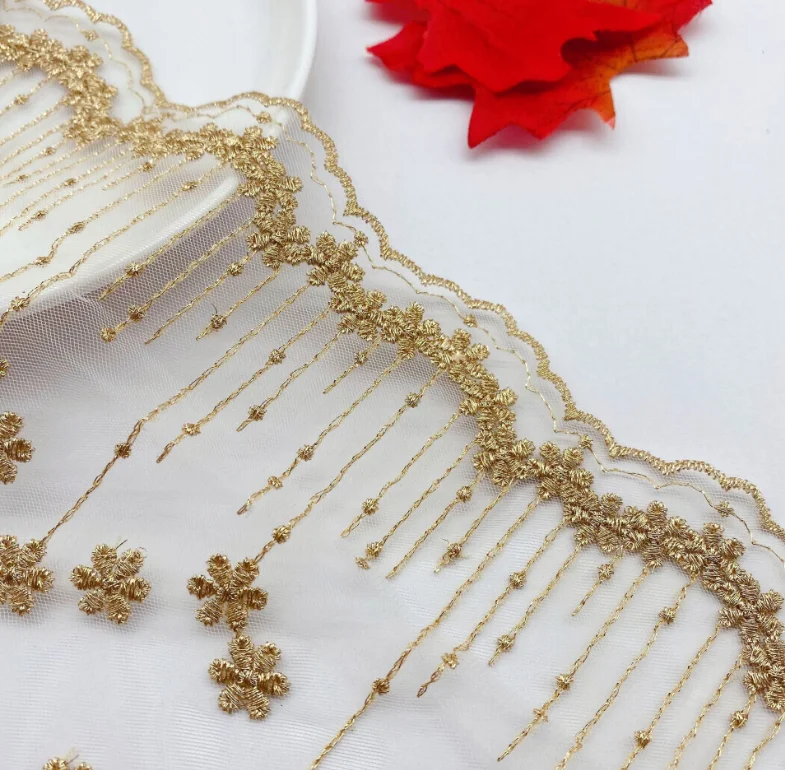 1 ярд новая Золотая сетка кружевная сетчатая ткань венецианская отделка вышивка