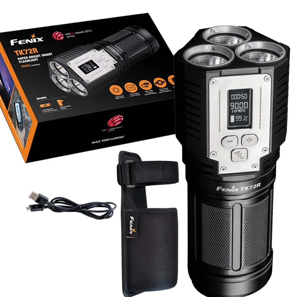 

2018 Fenix TK72R 9000 Lumen 3x CREE XHP70 LED Digital OLED Display Rechargeable Searchlight Flashlight
