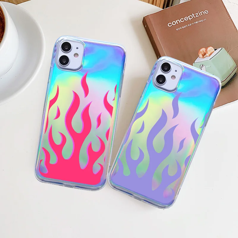 Роскошный чехол JAMULAR для телефона с лазерной картой красным пламенем iPhone 7 XS MAX SE