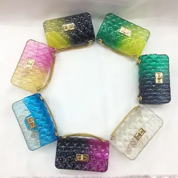 

2020 Clear Colorful Transparent jelly Bag Purse Gradient Candy Color Crossbody Bags Designed Ladies Shoulder Chain Messenger Bag