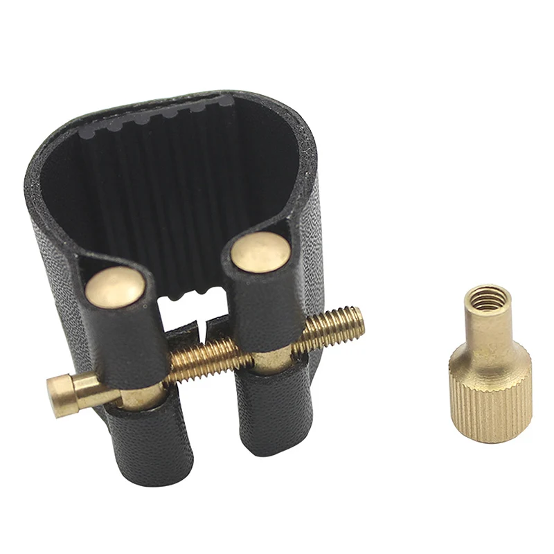 Bb Clarinet Leather Ligature Fastener with Plastic Cap for Sax Mouthpiece Woodwind Parts Accessories(Retail Package