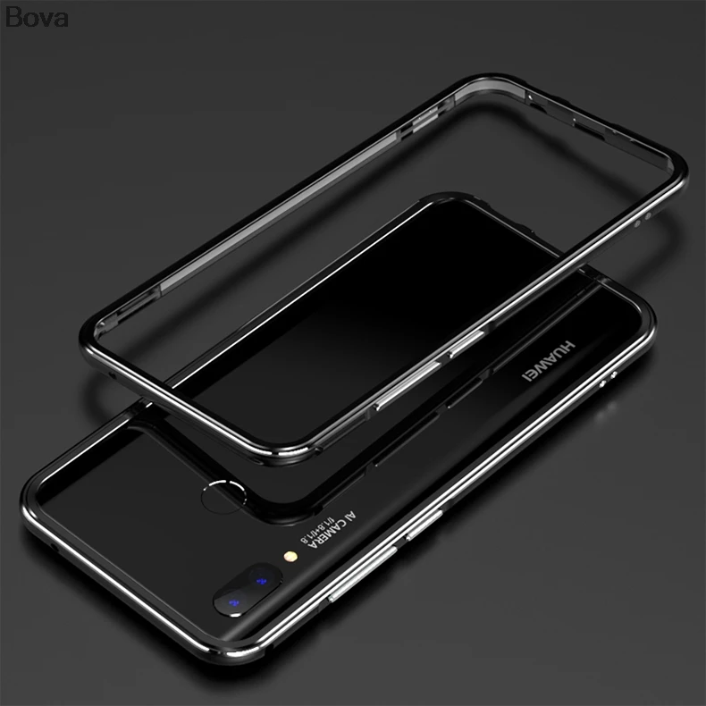Чехол для huawei Nova 3, роскошный Ультратонкий алюминиевый бампер для huawei Nova 3i 3e+ 2 пленки(1 передняя+ 1 задняя - Цвет: Silver Black