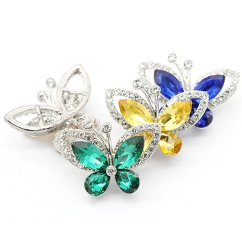 

Butterfly-shaped Button Crystal Combined Metal Base Rhinestones Stylish Crystal Glass Pointback For Sewing Clothes Fabric Garmen