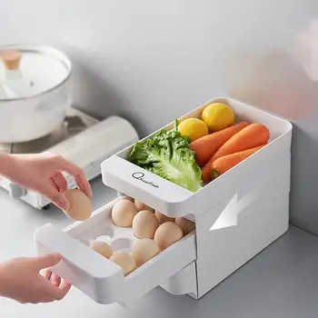 

Three Layers Egg Storage Drawer 90 Lattice Storage Box Kitchen Egg Organizer Container Anti-Collision Tray For Refrigerator