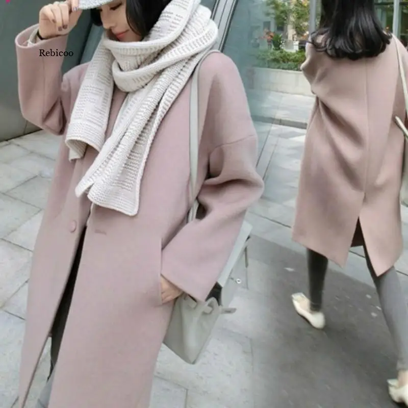 

Spring Winter Women Jacket Long Coats Female Wool Blends Warm Overcoat Ladies Casual Coats Ropa De Invierno Para Mujer