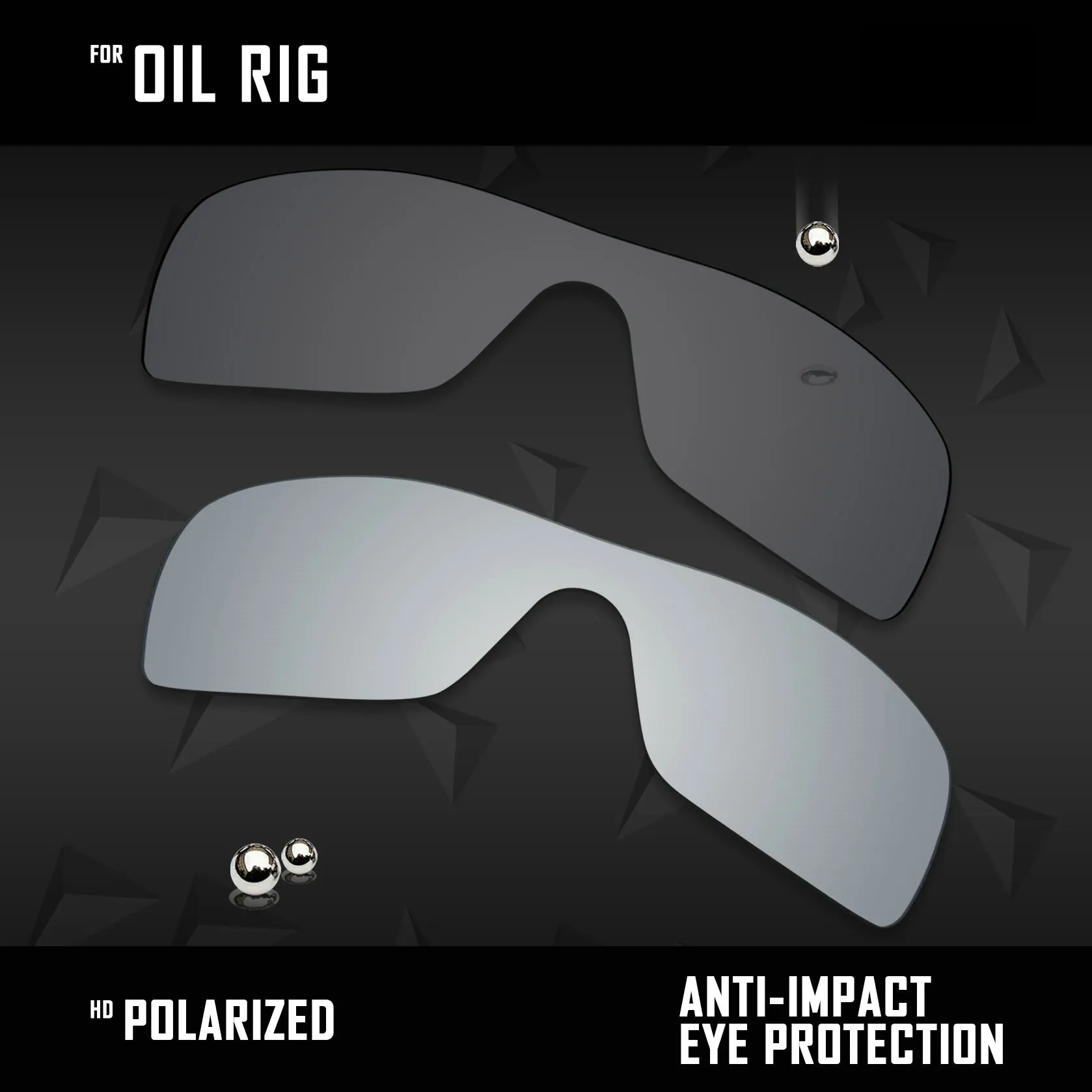 

OOWLIT 2 Pieces Polarized Sunglasses Replacement Lenses for Oakley Oil Rig-Black and Sliver