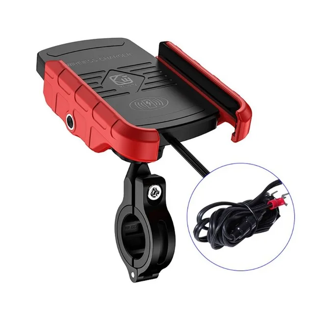 Беспроводное зарядное устройство для мотоцикла с креплением на зеркало заднего вида QC3.0 с USB быстрой зарядкой для мобильного телефона, смартфона, держатель на руль - Color: Red M9