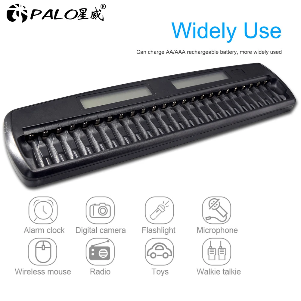 Battery Charger Fast Charger Battery Charger Adapter PALO 12/14/16/24/48 slots Fast Smart Intelligent charger AA AAA battery charger for 1.2V AA AAA NiMH NiCD rechargeable battery