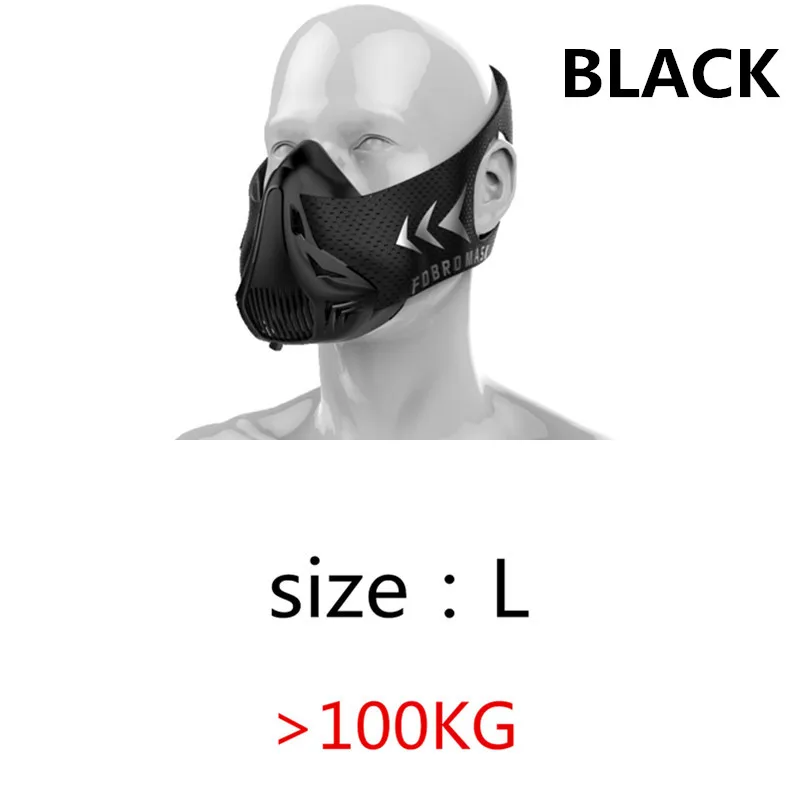Black L FDBRO тренировочная Спортивная маска, оборудование для тренажерного зала, велотренажеры, маски для лица, для бега, фитнеса, Спортивная маска 2,0, защита для лица для велоспорта - Цвет: Black L